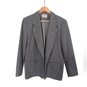 Vintage Pendleton Virgin Wool Made In The USA Grey Long Line Blazer Petite